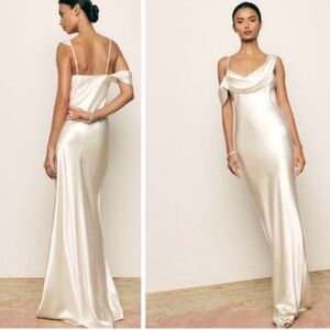 NWT Reformation Ronda One ShoulderAsymmetrical Neckline Silk Dress Ivory Sz 8